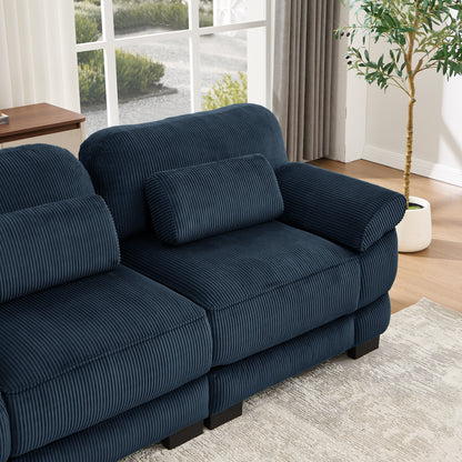 Hvoonc 132.3" Oversized Modular Sectional Sofa for Living Room, 24" Deep Seating, Pocket Spring Cushions, Pet-Friendly Corduroy Fabric, Navy