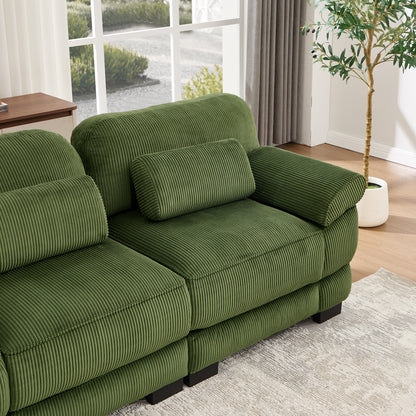 Hvoonc 132.3" Oversized Modular Sectional Sofa for Living Room, 24" Deep Seating, Pocket Spring Cushions, Pet-Friendly Corduroy Fabric, Green