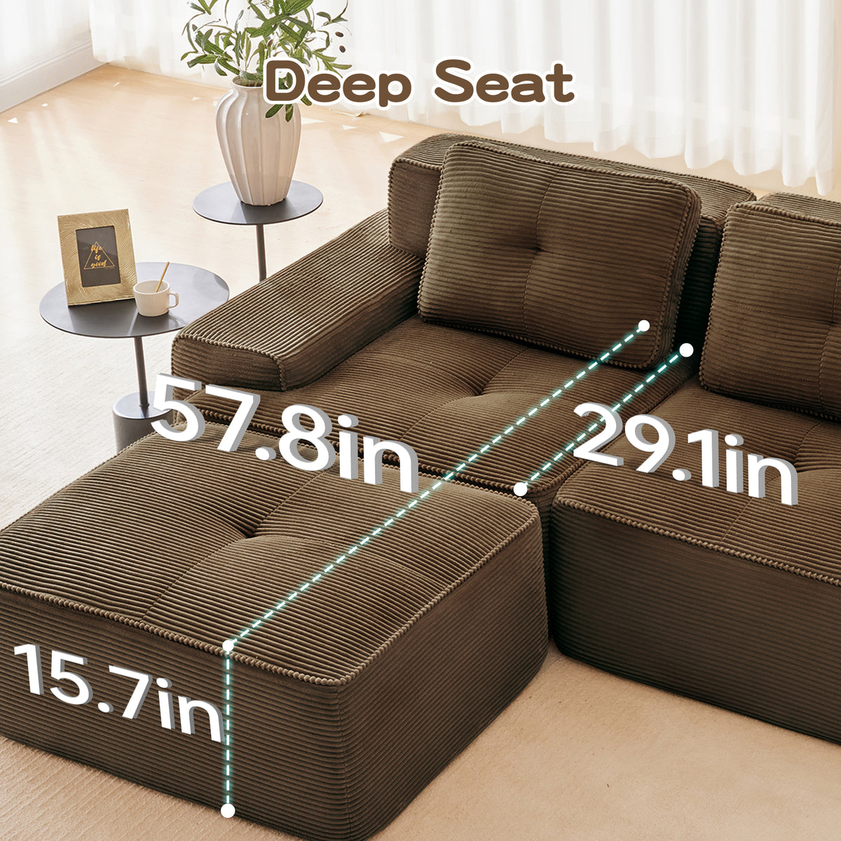 Hvoonc 232" Oversized Modular Sectional Couches for Living Room, L Shaped Couch with 2 Ottomans, No Assembly, Dark Brown
