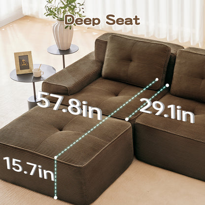 Hvoonc 232" Oversized Modular Sectional Couches for Living Room, L Shaped Couch with 2 Ottomans, No Assembly, Dark Brown