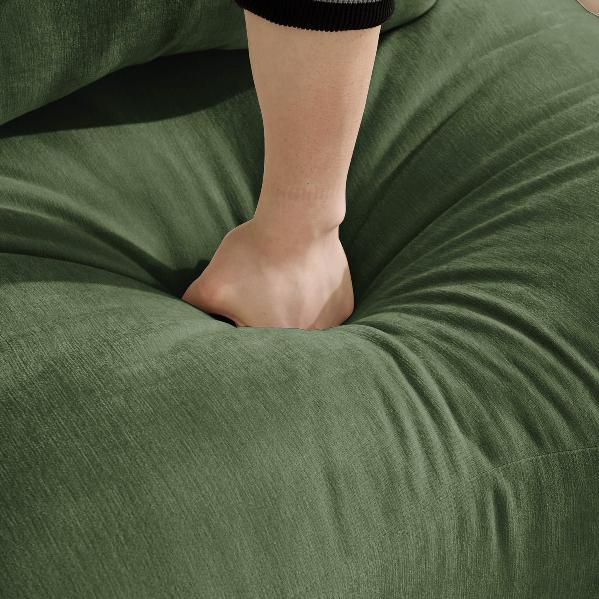 Hvoonc 101" Modular Sectional Sofa for Living Room, Sculptural Curved Chenille 3 Seater Couch with 2 Ottomans, 25" Deep Seat, Pocket Springs, Dark Green