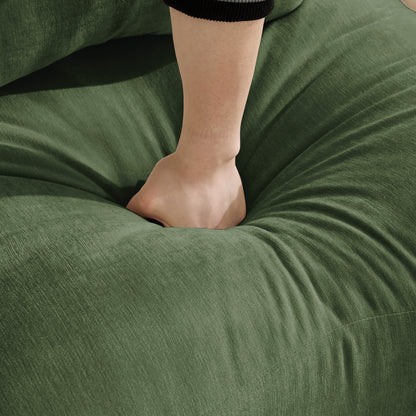 Hvoonc 101" Modular Sectional Sofa for Living Room, Sculptural Curved Chenille 3 Seater Couch with 2 Ottomans, 25" Deep Seat, Pocket Springs, Dark Green